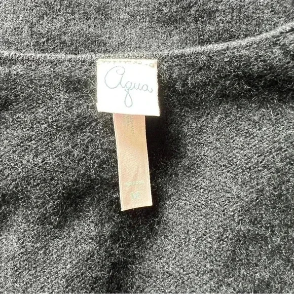 Aqua Women’s Black Low Cut 3/4 Bell Sleeve 100% Cashmere Sweater Jumper Medium - Picture 6 of 14